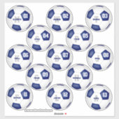 Sticker équipe de football bleu blanc couleurs joueurs ind (Feuille)