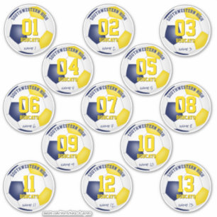 Sticker équipe de football d'or bleu ensemble d'idées cade