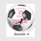 Sticker équipe de football esprit filles nom texte rose (Feuille)