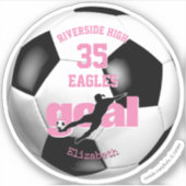 Sticker équipe de football esprit filles nom texte rose (Devant)