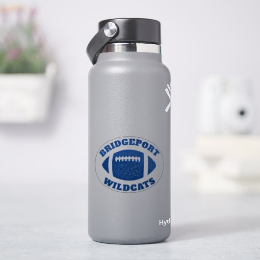 Sticker Équipe de football nom personnalisé bleu autocolla (HydroFlask)