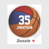 Sticker équipe de l'école bleue rouge garçons de basket (Feuille)