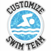 Sticker Équipe de natation Nom de l'équipe personnalisée N (Devant)