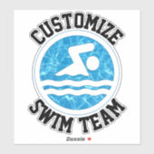 Sticker Équipe de natation Nom de l'équipe personnalisée N (Feuille)