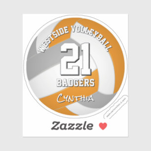 Sticker équipe de sports gris orange couleurs volley-ball