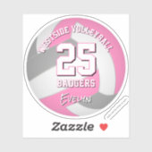 Sticker équipe de sports gris rose couleurs volley (Feuille)