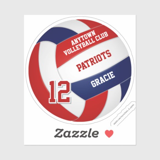 Sticker équipe de volley-ball bleu rouge couleurs enfants  (Feuille)