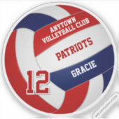 Sticker équipe de volley-ball bleu rouge couleurs enfants  (Devant)