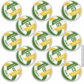 Sticker équipe de volley-ball en or vert couleurs joueurs  (Devant)