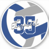 Sticker équipe de volley-ball gris bleu couleurs personnal (Devant)