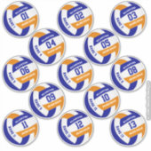Sticker équipe de volley-ball orange bleu couleurs joueurs (Devant)