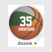 Sticker équipe d'école verte gris esprit garçons de basket (Feuille)