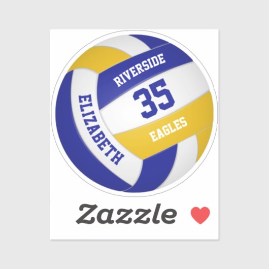 Sticker équipe d'or bleu couleurs filles garçons volley (Feuille)