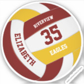 Sticker équipe d'or maroon couleurs filles volley-ball (Devant)