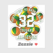 Sticker équipe d'or vert couleurs basket-ball (Feuille)