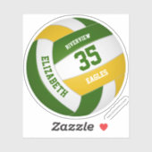 Sticker équipe d'or vert couleurs filles garçons volley (Feuille)