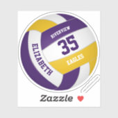 Sticker équipe d'or violet couleurs filles garçons volley- (Feuille)