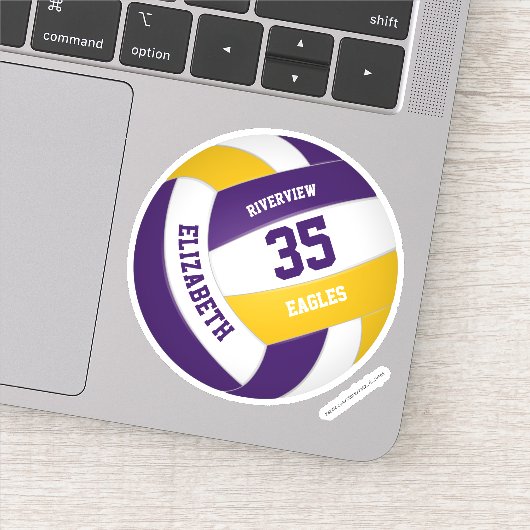 Sticker équipe d'or violet couleurs filles garçons volley- (Détail)