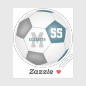 Sticker Équipe gris turquoise couleurs filles garçons socc (Feuille)