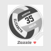 Sticker équipe noire grise couleurs filles garçons volley- (Feuille)