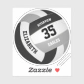 Sticker équipe noire grise couleurs filles garçons volley- (Feuille)
