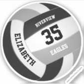 Sticker équipe noire grise couleurs filles garçons volley- (Devant)