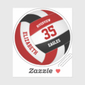 Sticker équipe noire rouge couleurs filles garçons volley- (Feuille)