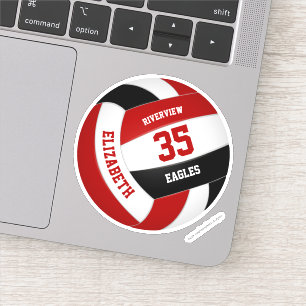 Sticker équipe noire rouge couleurs filles garçons volley-