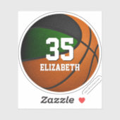 Sticker équipe noire verte couleurs filles garçons basketb (Feuille)