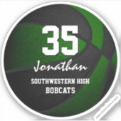 Sticker Équipe noire verte couleurs garçons filles basket- (Devant)