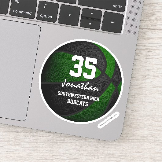 Sticker Équipe noire verte couleurs garçons filles basket- (Détail)
