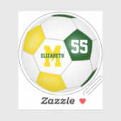 Sticker équipe or vert couleurs filles garçons soccer (Feuille)