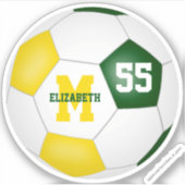 Sticker équipe or vert couleurs filles garçons soccer (Devant)