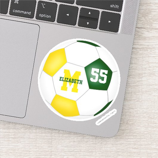 Sticker équipe or vert couleurs filles garçons soccer (Détail)