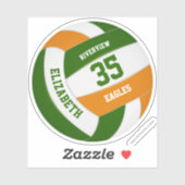 Sticker équipe orange verte couleurs filles garçons volley (Feuille)