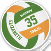 Sticker équipe orange verte couleurs filles garçons volley (Devant)