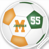 Sticker équipe orange verte couleurs garçons filles soccer (Devant)