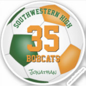 Sticker équipe orange verte couleurs garçons filles soccer (Devant)