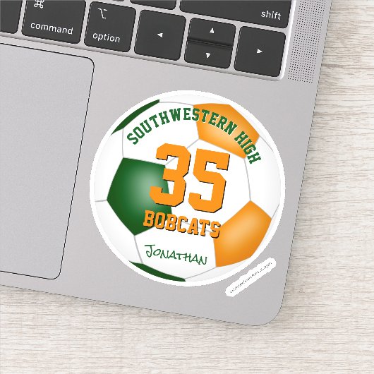 Sticker équipe orange verte couleurs garçons filles soccer (Détail)