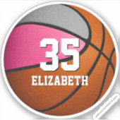 Sticker Équipe rose gris couleurs filles basketball (Devant)