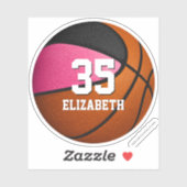 Sticker Équipe rose noire couleurs filles basket (Feuille)