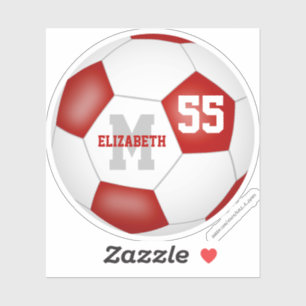 Sticker équipe rouge blanc couleurs filles garçons soccer