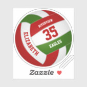 Sticker équipe rouge vert couleurs filles garçons volley (Feuille)