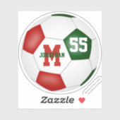 Sticker Équipe rouge vert couleurs garçons filles soccer (Feuille)