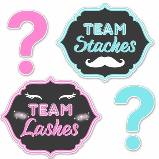 Sticker Equipe Staches ou Lashes Rose|Blue Gender Revela (Devant)
