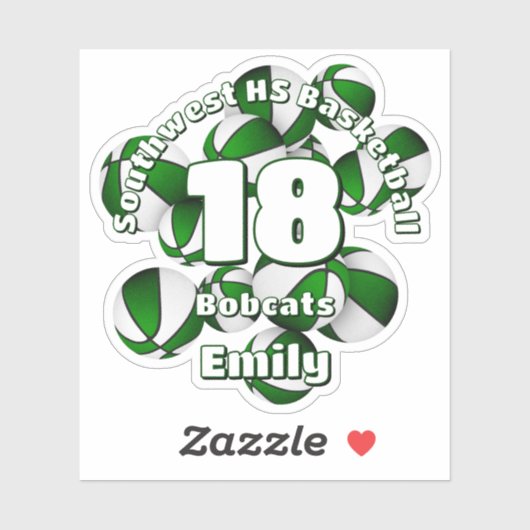 Sticker équipe verte couleurs basket-ball enfants équipe d (Feuille)