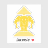 Sticker Erawan Jaune 3 éléphant en tête Lao / Drapeau Laos (Feuille)
