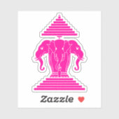 Sticker Erawan rose Trois éléphant en tête Lao / Laos Drap (Feuille)