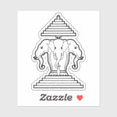 Sticker Erawan Trois éléphant en tête Lao / Laos Drapeau (Feuille)