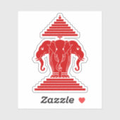Sticker Erawan Trois éléphant en tête Lao / Laos Drapeau (Feuille)